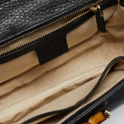 Gucci Black Leather Tassel New Bamboo Top Handle Bag