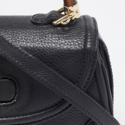 Gucci Black Leather Tassel New Bamboo Top Handle Bag