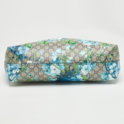 Pre Owned Gucci Navy Blue/Beige GG Supreme Canvas Blooms Reversible Tote