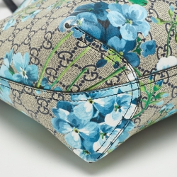 Pre Owned Gucci Navy Blue/Beige GG Supreme Canvas Blooms Reversible Tote