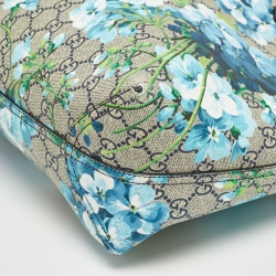 Pre Owned Gucci Navy Blue/Beige GG Supreme Canvas Blooms Reversible Tote