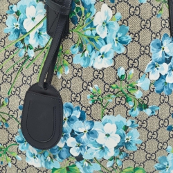 Pre Owned Gucci Navy Blue/Beige GG Supreme Canvas Blooms Reversible Tote