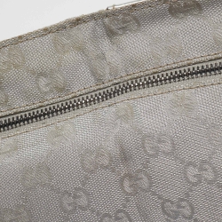 Pre Owned Gucci Silver GG Canvas and Patent Leather Double Pocket Belt Bag