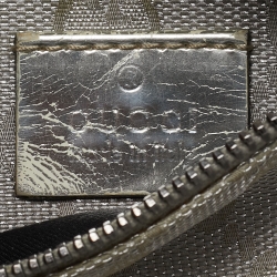 Pre Owned Gucci Silver GG Canvas and Patent Leather Double Pocket Belt Bag