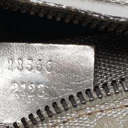 Pre Owned Gucci Silver GG Canvas and Patent Leather Double Pocket Belt Bag