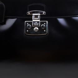 Pre Owned Gucci Black Patent Leather Lady Lock Bamboo Top Handle Bag