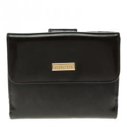 Gucci Dark Brown Patent Leather Vintage Compact Wallet