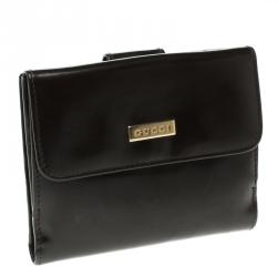 Gucci Dark Brown Patent Leather Vintage Compact Wallet