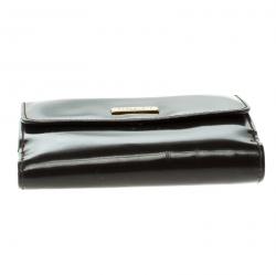 Gucci Dark Brown Patent Leather Vintage Compact Wallet