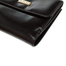 Gucci Dark Brown Patent Leather Vintage Compact Wallet