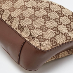 Pre Owned Gucci Beige/Brown GG Canvas and Leather Shoulder Bag