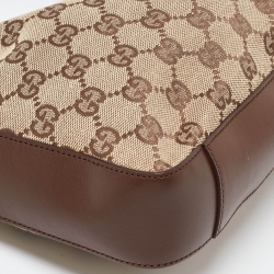 Pre Owned Gucci Beige/Brown GG Canvas and Leather Shoulder Bag