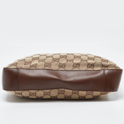 Pre Owned Gucci Beige/Brown GG Canvas and Leather Shoulder Bag