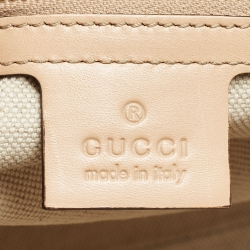 Pre Owned Gucci Beige/Rose Gold GG Shimmer Fabric and Leather Small Lovely Heart Tote