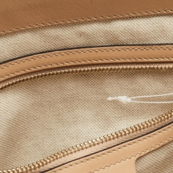 Pre Owned Gucci Beige/Rose Gold GG Shimmer Fabric and Leather Small Lovely Heart Tote