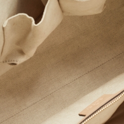 Pre Owned Gucci Beige/Rose Gold GG Shimmer Fabric and Leather Small Lovely Heart Tote