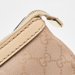 Pre Owned Gucci Beige/Rose Gold GG Shimmer Fabric and Leather Small Lovely Heart Tote