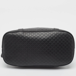 Pre Owned Gucci Black Microguccissima Leather Medium Dome Bag