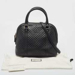 Pre Owned Gucci Black Microguccissima Leather Medium Dome Bag