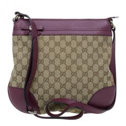 Pre Owned Gucci Monogram Canvas and Leather Trim Shoulder Bag