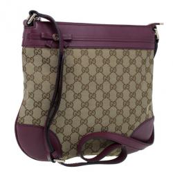 Pre Owned Gucci Monogram Canvas and Leather Trim Shoulder Bag