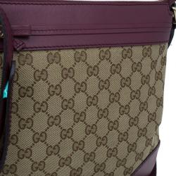 Pre Owned Gucci Monogram Canvas and Leather Trim Shoulder Bag
