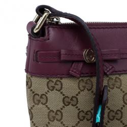 Pre Owned Gucci Monogram Canvas and Leather Trim Shoulder Bag