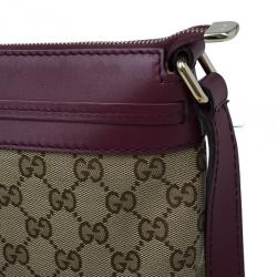 Pre Owned Gucci Monogram Canvas and Leather Trim Shoulder Bag