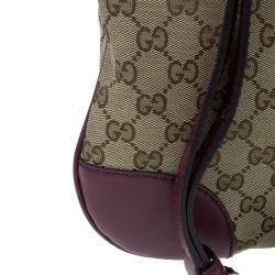 Pre Owned Gucci Monogram Canvas and Leather Trim Shoulder Bag