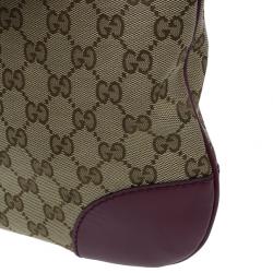 Pre Owned Gucci Monogram Canvas and Leather Trim Shoulder Bag
