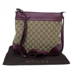 Pre Owned Gucci Monogram Canvas and Leather Trim Shoulder Bag
