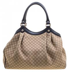 Pre Owned Gucci Beige Diamante Canvas Medium Sukey Tote