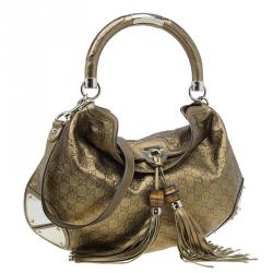 Pre Owned Gucci Metallic Gold Guccissima Leather Large Babouska Indy Top Handle Bag