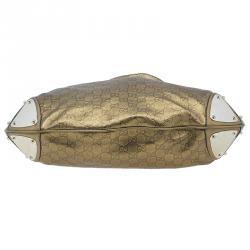 Pre Owned Gucci Metallic Gold Guccissima Leather Large Babouska Indy Top Handle Bag