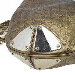 Pre Owned Gucci Metallic Gold Guccissima Leather Large Babouska Indy Top Handle Bag