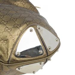 Pre Owned Gucci Metallic Gold Guccissima Leather Large Babouska Indy Top Handle Bag