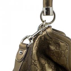 Pre Owned Gucci Metallic Gold Guccissima Leather Large Babouska Indy Top Handle Bag