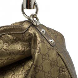 Pre Owned Gucci Metallic Gold Guccissima Leather Large Babouska Indy Top Handle Bag