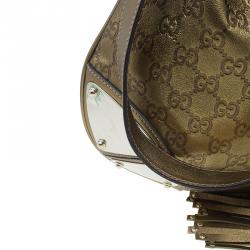 Pre Owned Gucci Metallic Gold Guccissima Leather Large Babouska Indy Top Handle Bag