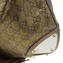 Pre Owned Gucci Metallic Gold Guccissima Leather Large Babouska Indy Top Handle Bag