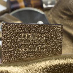 Pre Owned Gucci Metallic Gold Guccissima Leather Large Babouska Indy Top Handle Bag