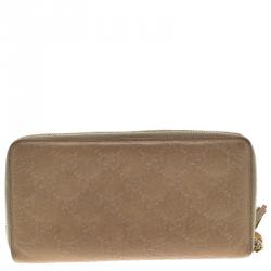 Pre Owned محفظة غوتشي سحاب ملتف شراشيب بامبو جلد غوتشيسيما بيج