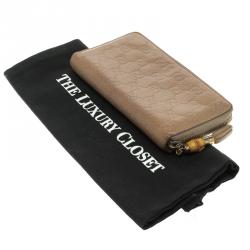 Pre Owned محفظة غوتشي سحاب ملتف شراشيب بامبو جلد غوتشيسيما بيج