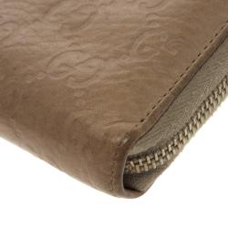 Pre Owned محفظة غوتشي سحاب ملتف شراشيب بامبو جلد غوتشيسيما بيج