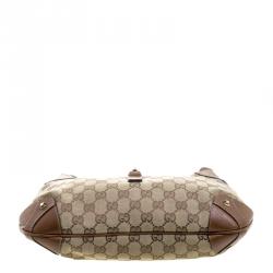 Pre Owned Gucci Brown/Beige GG Canvas and Leather New Jackie Hobo