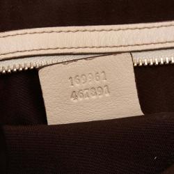 Pre Owned Gucci Beige/Ebony GG Canvas/Leather Peggy Bamboo Top Handle Bag