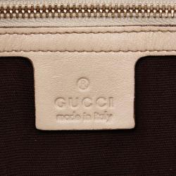 Pre Owned Gucci Beige/Ebony GG Canvas/Leather Peggy Bamboo Top Handle Bag