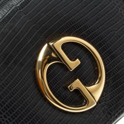 مملوكة مسبقًا Gucci Dark Blue Lizard Small 1973 Chain Crossbody Bag