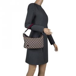 Pre Owned Gucci Beige/Navy Blue GG Canvas Web Shoulder Bag