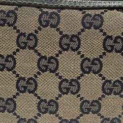 Pre Owned Gucci Beige/Navy Blue GG Canvas Web Shoulder Bag
